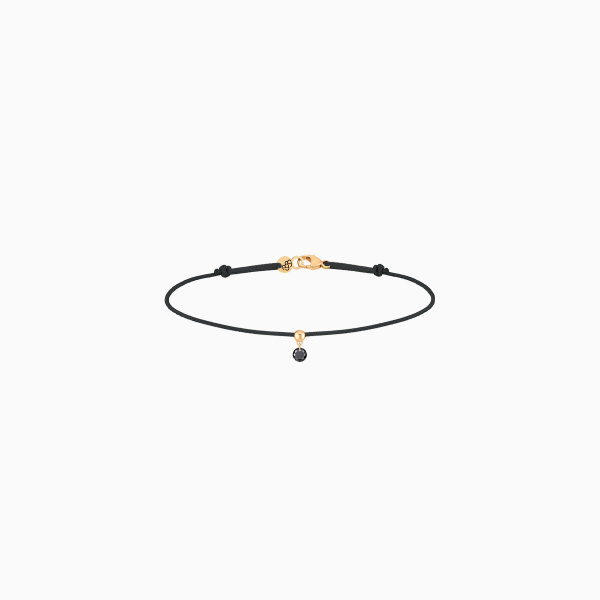 Bracelet Cordon La Brune & La Blonde Black BB Diamant Noir 0,10 ct Or Jaune