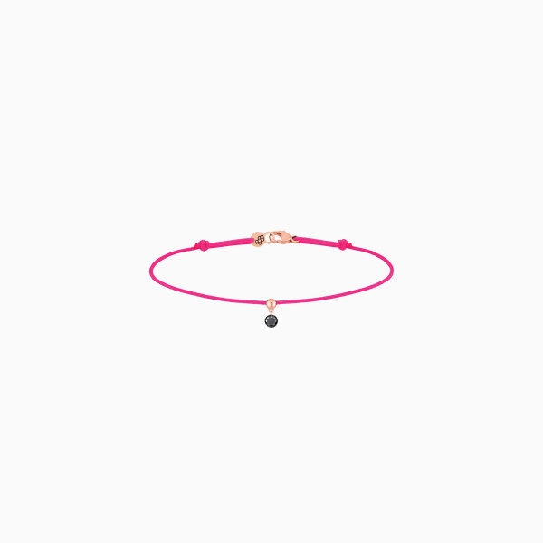 Bracelet Cordon La Brune & La Blonde Black BB Diamant Noir 0,10 ct Or Rose