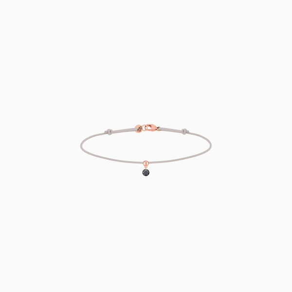 Bracelet Cordon La Brune & La Blonde Black BB Diamant Noir 0,10 ct Or Rose