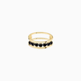 Bague La Brune & La Blonde Black Hula Hoop Merveilleuse 7 Diamants Noirs 0,70 ct Or Jaune