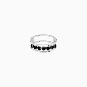 Bague La Brune & La Blonde Black Hula Hoop Merveilleuse 7 Diamants Noirs 0,70 ct Or Blanc