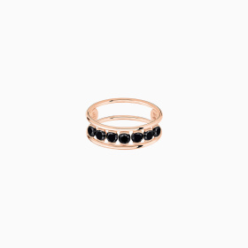 Bague La Brune & La Blonde Black Hula Hoop Merveilleuse 7 Diamants Noirs 0,70 ct Or Rose