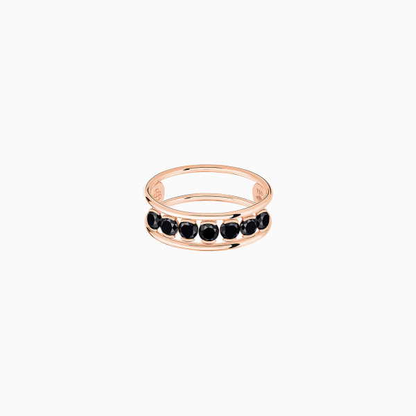 Bague La Brune & La Blonde Black Hula Hoop Merveilleuse 7 Diamants Noirs 0,70 ct Or Rose