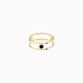 Bague La Brune & La Blonde Black Hula Hoop Solitaire Diamant Noir 0,10 ct Or Jaune