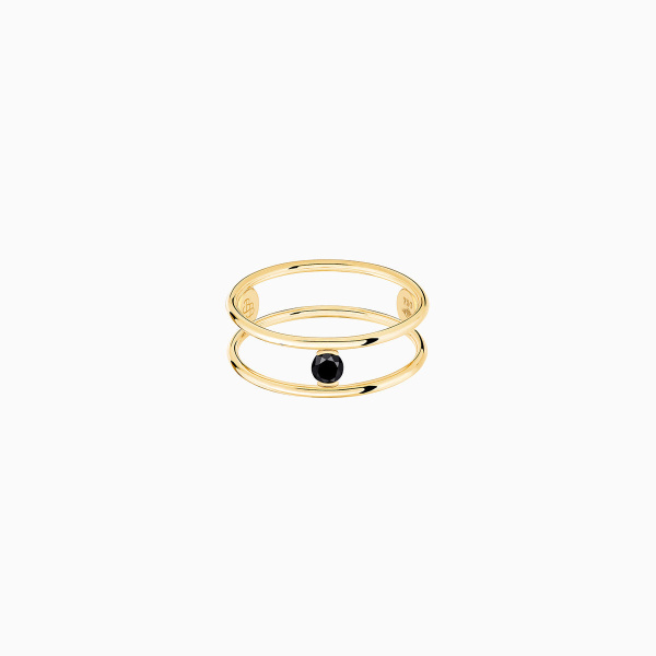 Bague La Brune & La Blonde Black Hula Hoop Solitaire Diamant Noir 0,10 ct Or Jaune