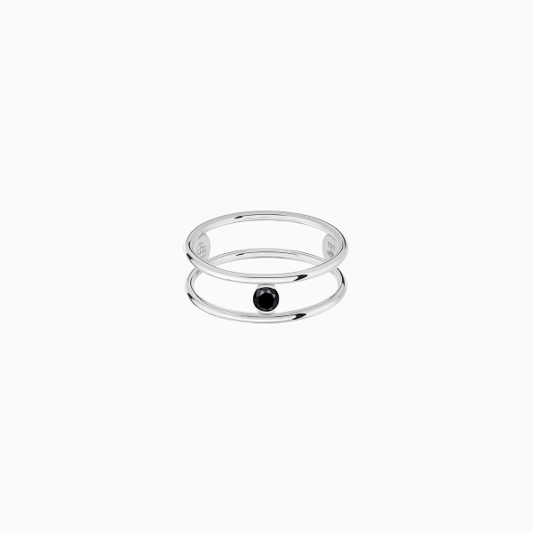 Bague La Brune & La Blonde Black Hula Hoop Solitaire Diamant Noir 0,10 ct Or Blanc
