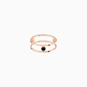 Bague La Brune & La Blonde Black Hula Hoop Solitaire Diamant Noir 0,10 ct Or Rose