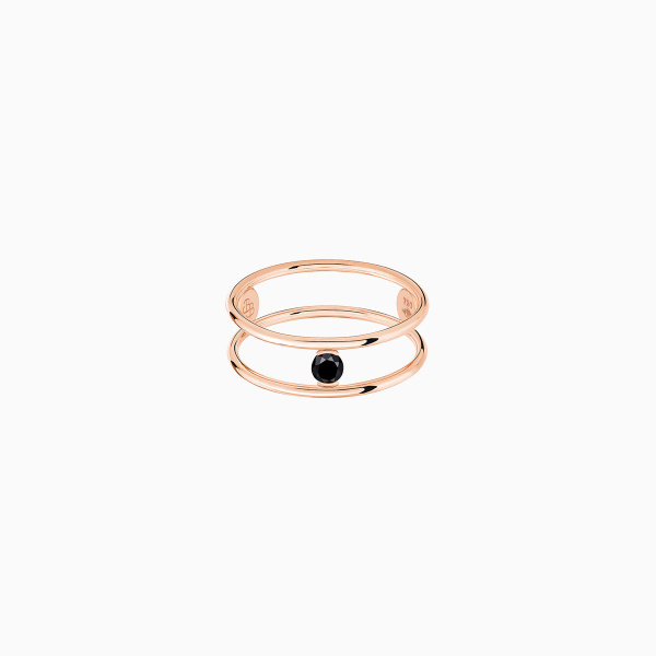 Bague La Brune & La Blonde Black Hula Hoop Solitaire Diamant Noir 0,10 ct Or Rose