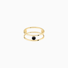 Bague La Brune & La Blonde Black Hula Hoop Solitaire Diamant Noir 0,20 ct Or Jaune