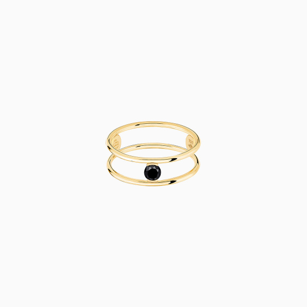Bague La Brune & La Blonde Black Hula Hoop Solitaire Diamant Noir 0,20 ct Or Jaune