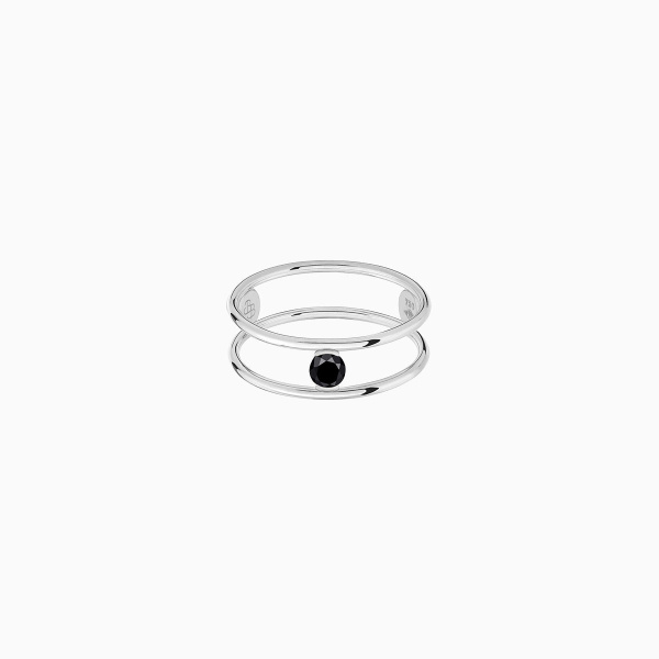 Bague La Brune & La Blonde Black Hula Hoop Solitaire Diamant Noir 0,20 ct Or Blanc