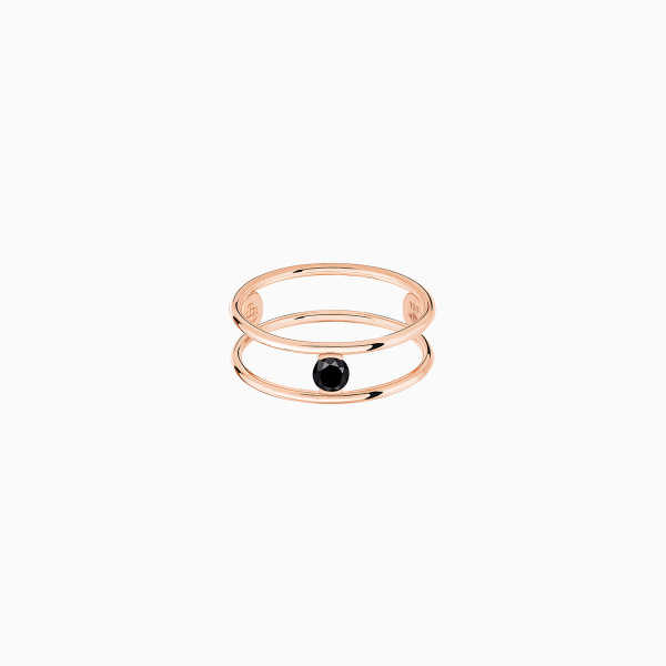 Bague La Brune & La Blonde Black Hula Hoop Solitaire Diamant Noir 0,20 ct Or Rose