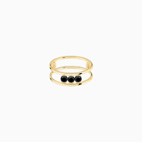 Bague La Brune & La Blonde Black Hula Hoop Trilogie Diamants Noirs 0,30 ct Or Jaune