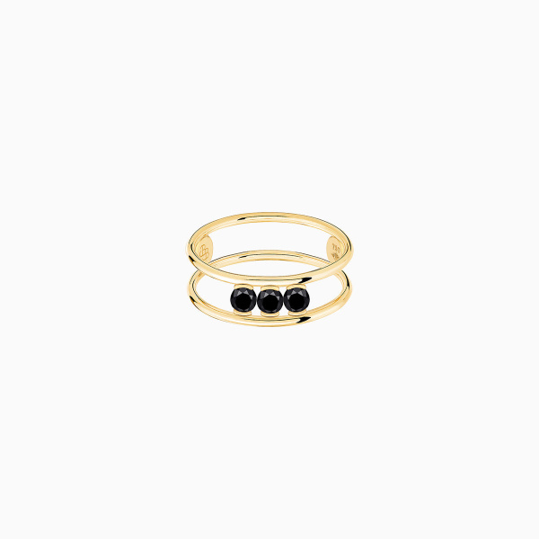 Bague La Brune & La Blonde Black Hula Hoop Trilogie Diamants Noirs 0,30 ct Or Jaune