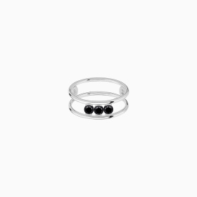 Bague La Brune & La Blonde Black Hula Hoop Trilogie Diamants Noirs 0,30 ct Or Blanc