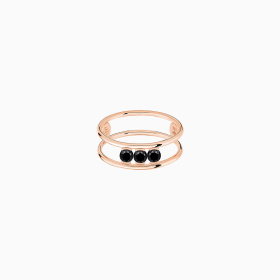 Bague La Brune & La Blonde Black Hula Hoop Trilogie Diamants Noirs 0,30 ct Or Rose