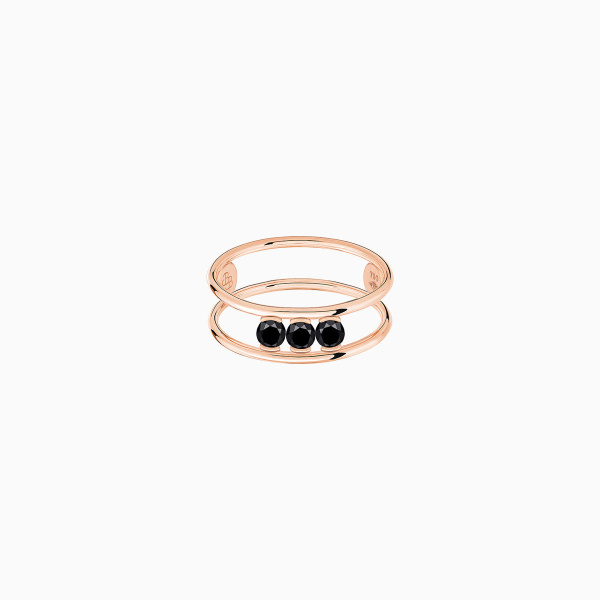 Bague La Brune & La Blonde Black Hula Hoop Trilogie Diamants Noirs 0,30 ct Or Rose