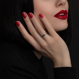 Bague La Brune & La Blonde Black Hula Hoop Trilogie Diamants Noirs 0,30 ct Or Rose