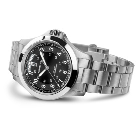 Montre Hamilton Khaki Field King Day-Date 40 mm Cadran Noir 24 Heures Bracelet Acier