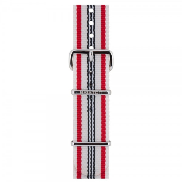 Bracelet Briston type NATO -  Rayé beige rouge bleu marine