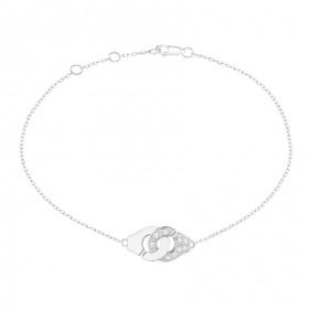 Bracelet  Dinh Van Menottes R8 1/2 Diamants Or Blanc sur chaîne
