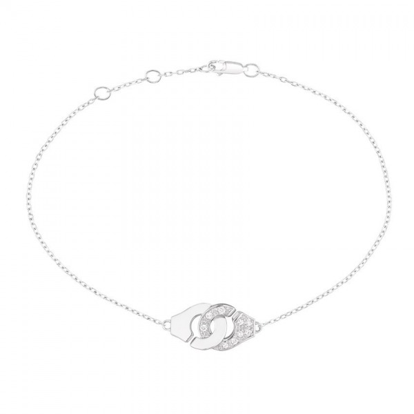 Bracelet  Dinh Van Menottes R8 1/2 Diamants Or Blanc sur chaîne