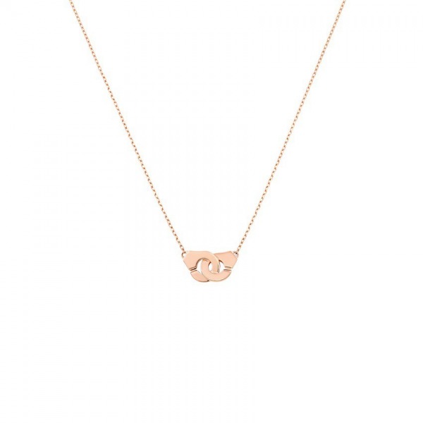 Collier Menottes Dinh Van R8  or rose sur chaîne