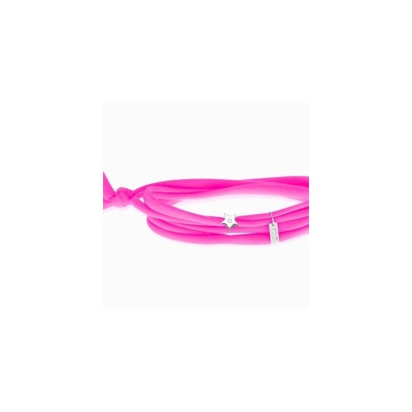 Bracelet Gresy's Sunny Star 1 diamant, argent rhodié Rose Fluo