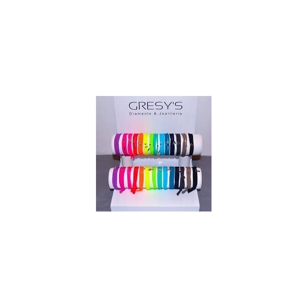 Bracelet Gresy's Sunny Love 1 diamant, argent rhodié Rose Fluo