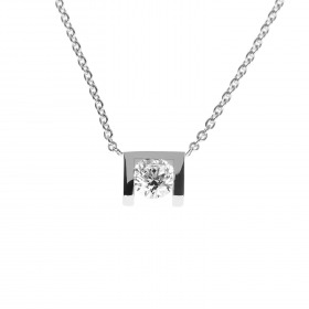 Pendentif TOM G Moderne Or Blanc Diamant 0,4 CT Chaîne