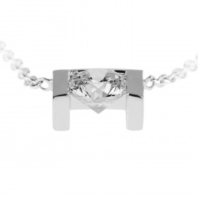 Pendentif TOM G Moderne Or Blanc Diamant 0,4 CT Chaîne