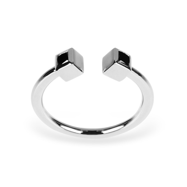 Bague TOM G Cube Or Blanc Diamants Noirs