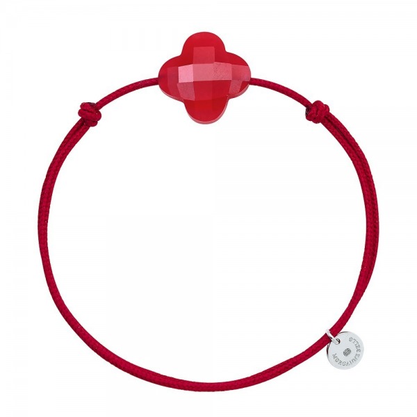 Bracelet MORGANNE BELLO cordon rouge treffle Quartz rouge Friandise