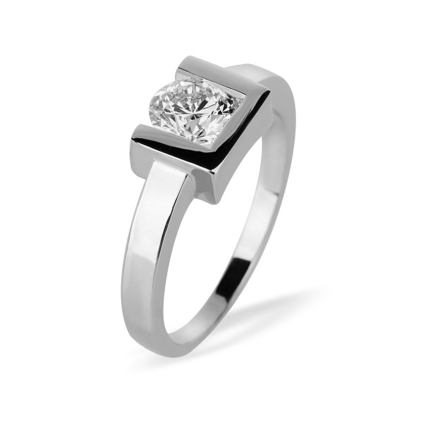 Solitaire TOM G Moderne Or Blanc Et Diamant 0,40 CT Certifié GIA