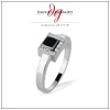 Solitaire TOM G Moderne Or Blanc Diamant Noir Et Diamants Blancs