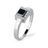 Solitaire TOM G Moderne Or Blanc Diamant Noir Et Diamants Blancs