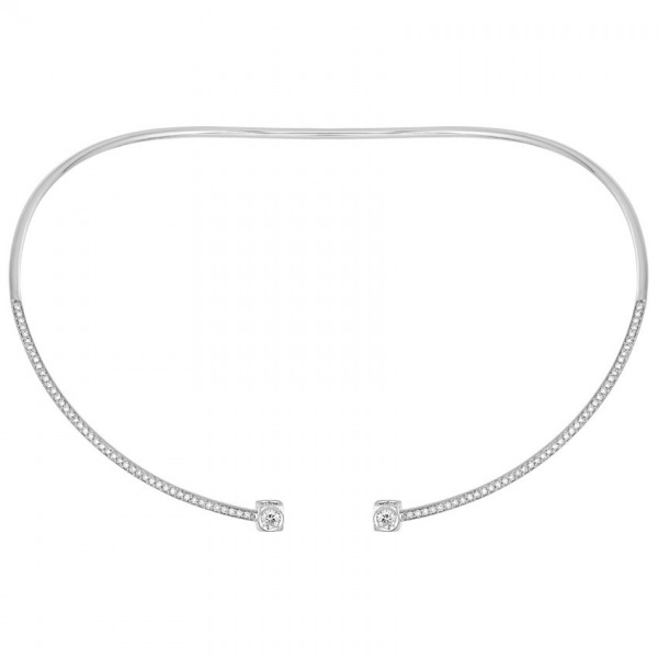 Collier Dinh Van Le Cube Grand Modèle Or Blanc Et Diamants