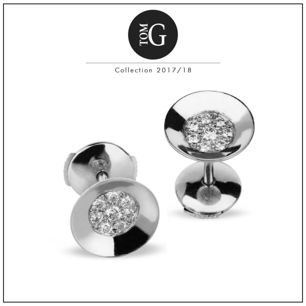 Boucles d'Oreilles TOM G Coupole Or Blanc Et Diamants Blancs