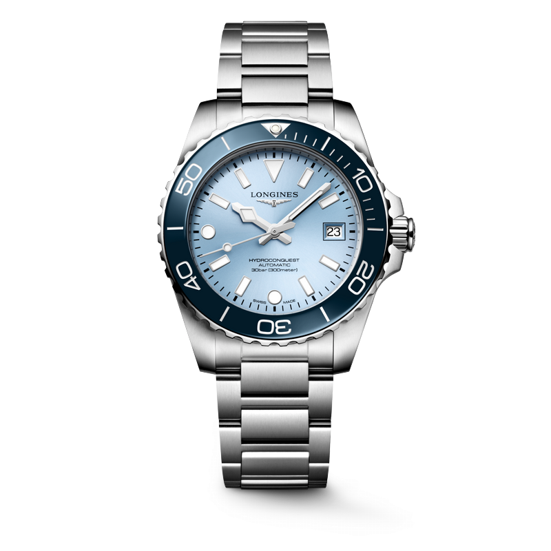 Longines HydroConquest automatique nouvelle génération cadran bleu glacier, plongée 300 mètres