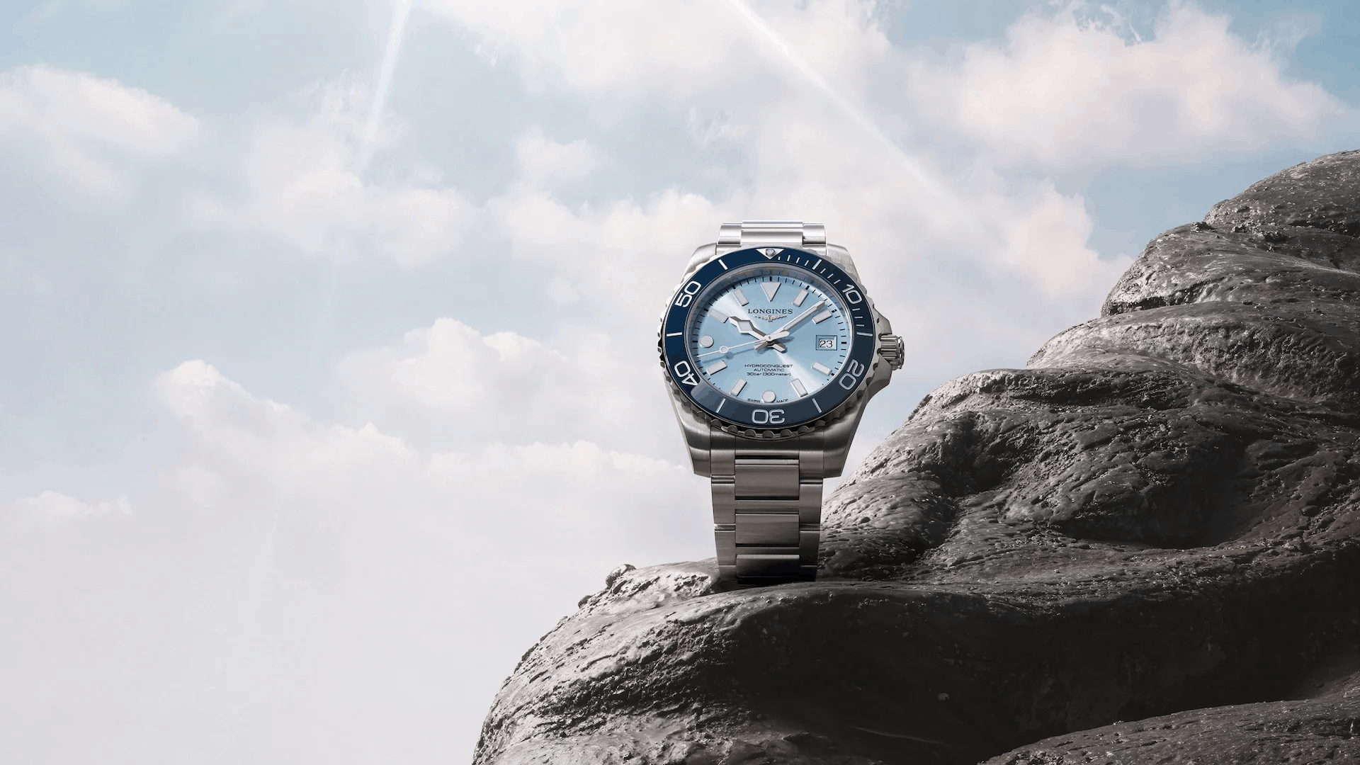 Nouvelle montre hydroconquest cadran bleu givre