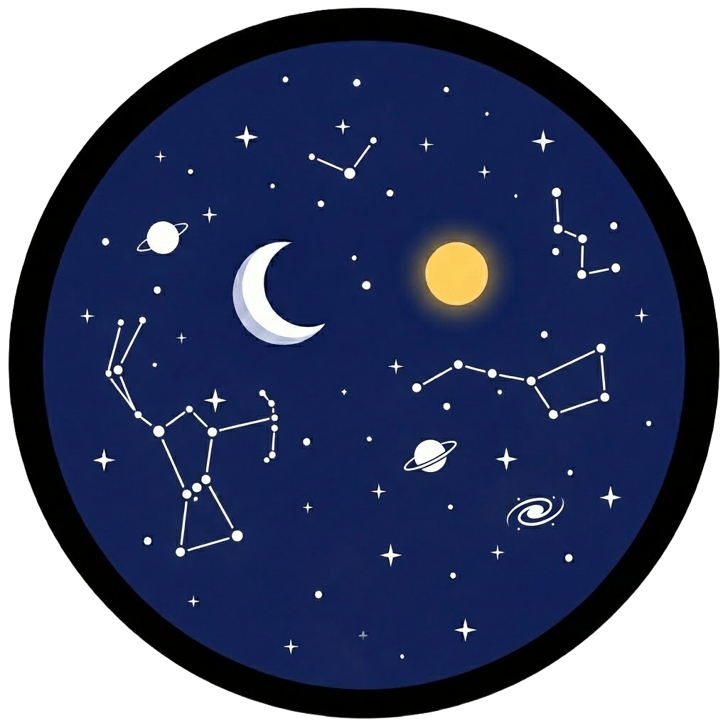 Écran de montre Garmin affichant une carte du ciel nocturne avec les constellations