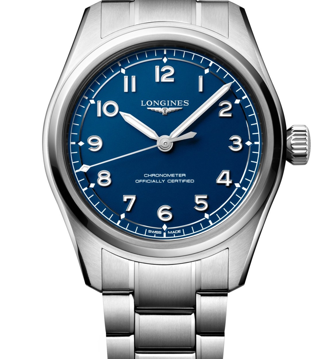 Longines Spirit Pilot 39 mm automatique cadran bleu mat bracelet acier