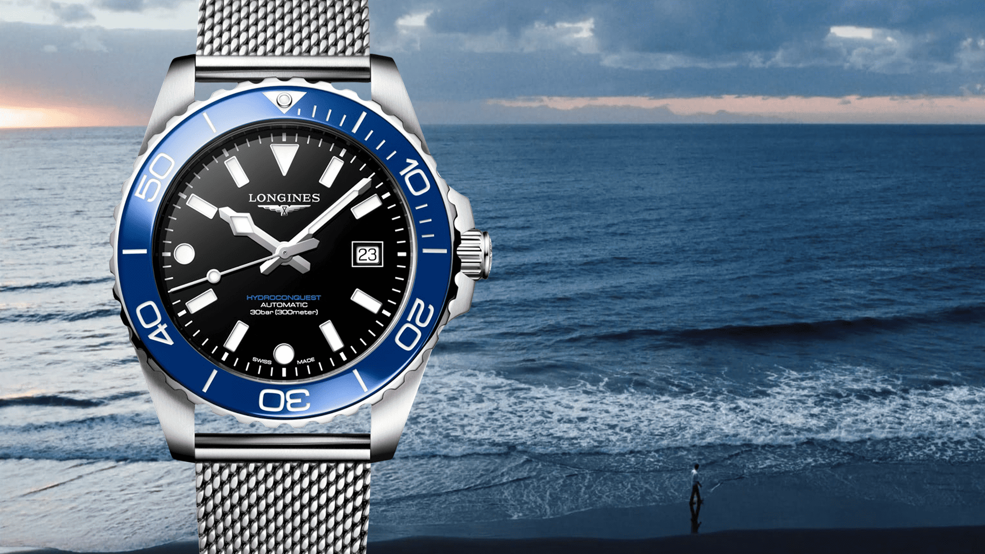 Nouvelle montre hydroconquest cadran bleu givre