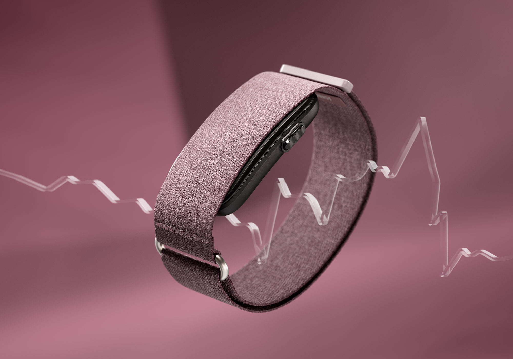 Garmin CIRQA Smart Band rose avec sa courbe de suivi d'activité
