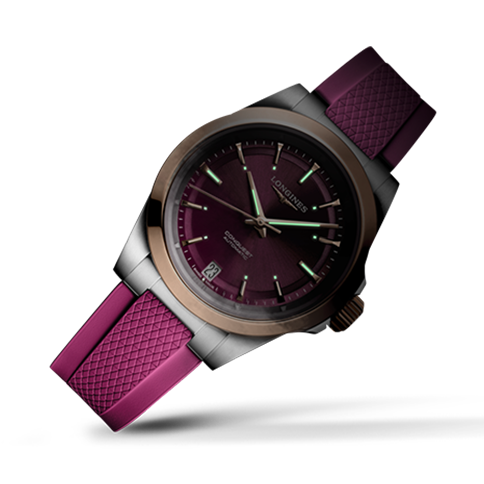 Montre Longines Conquest 34mm Cadran Violet Bracelet caoutchouc