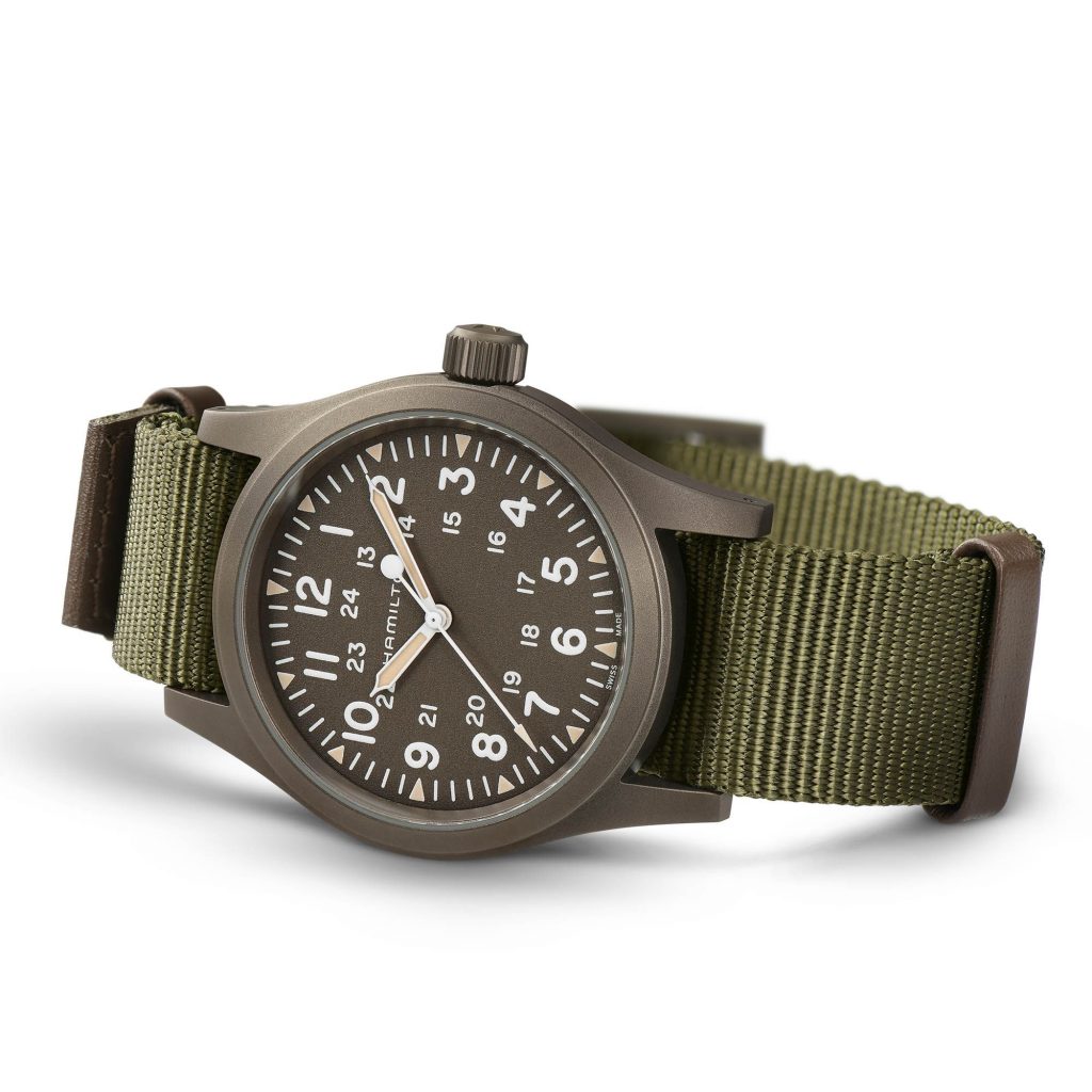 Montre Hamilton Khaki Field Mechanical Cadran Vert Bracelet Nato Vert