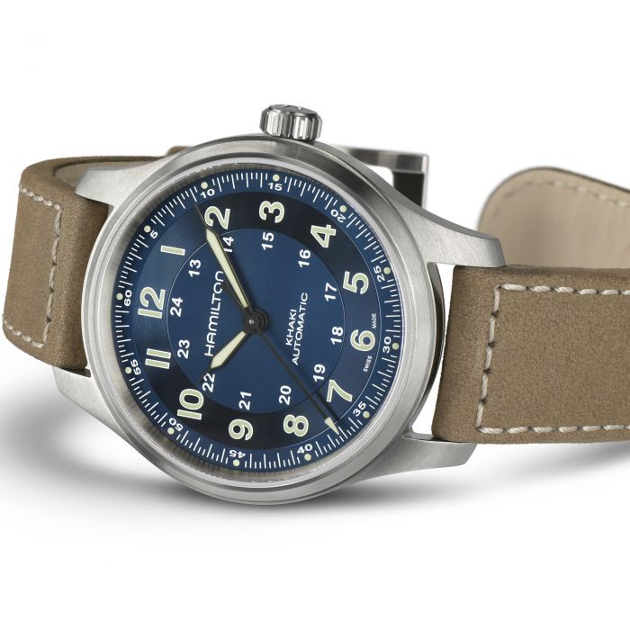 Montre Hamilton Khaki Field Titanium Auto cadran Bleu 42 mm