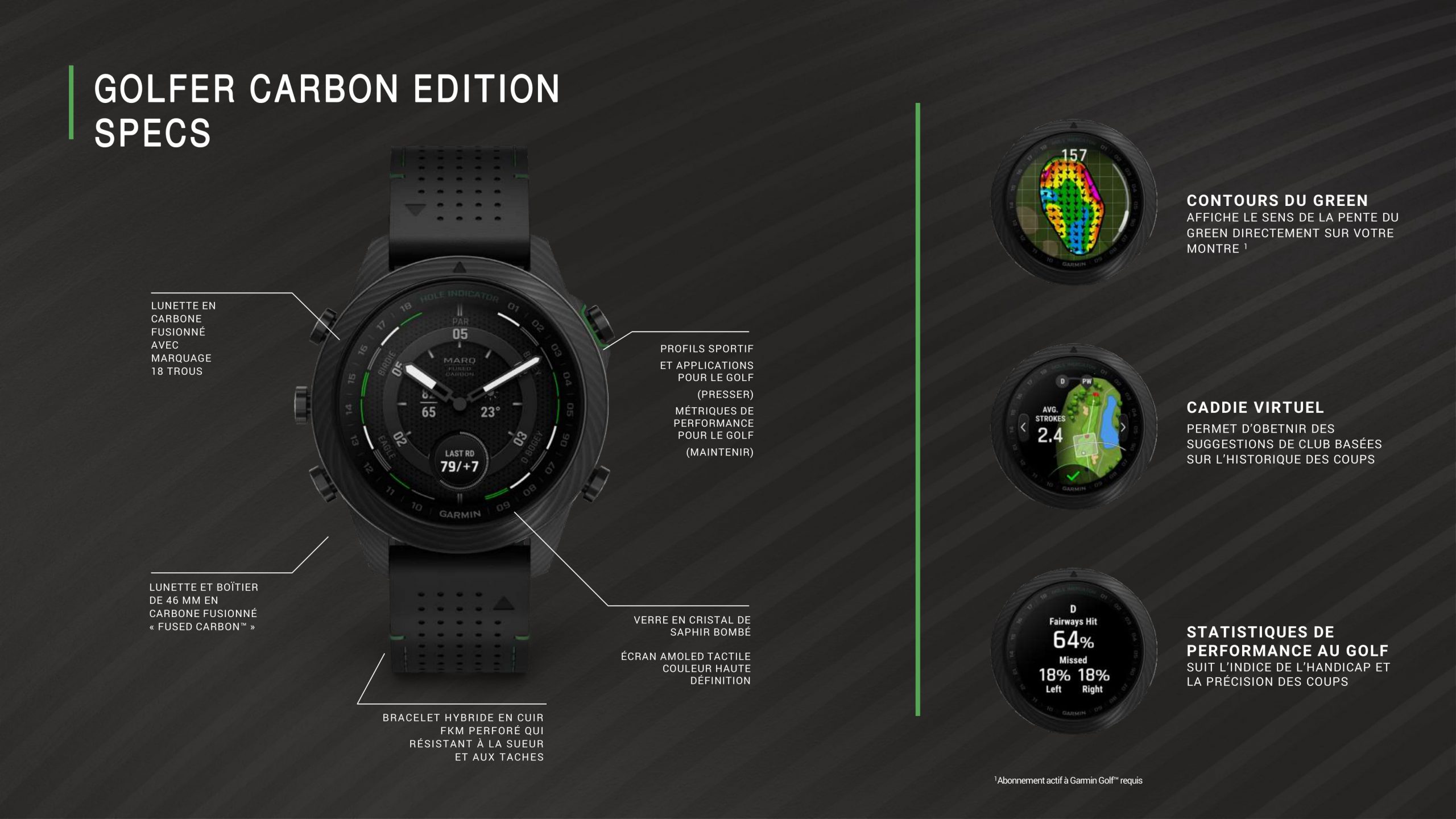 Montre Garmin Marq Golfer (Gen 2) Carbon Edition